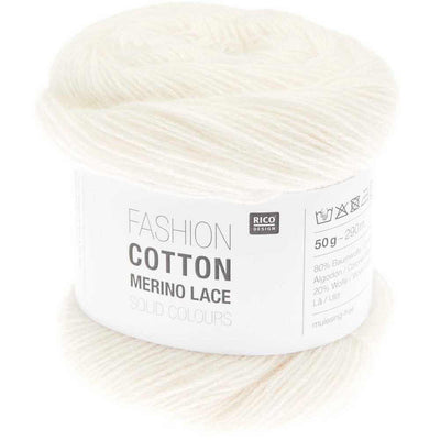 Rico - Fashion Cotton Merino Lace - 50g - Cream | Yarn Worx
