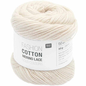 Rico - Fashion Cotton Merino Lace - 50g - Cream | Yarn Worx
