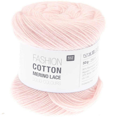 Rico - Fashion Cotton Merino Lace - 50g - Pink | Yarn Worx