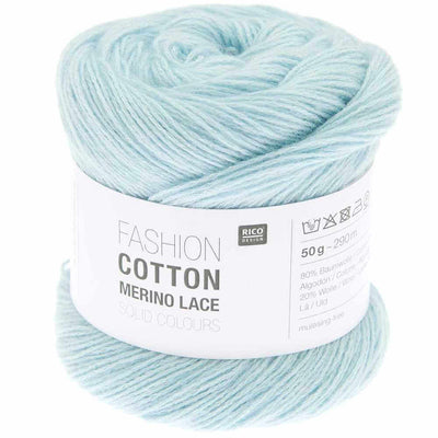 Rico - Fashion Cotton Merino Lace - 50g - Light Blue | Yarn Worx