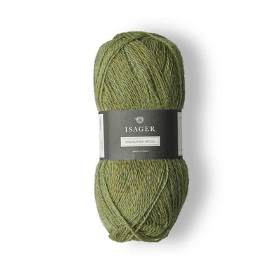 Isager - Highland Wool - 50g shown in  colourway Moss | Yarn Worx