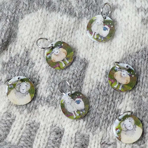 Emma Ball - 6 x Felted Sheep Knitting Stitch Markers | Yarn Worx