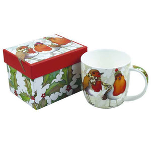 Emma Ball - Christmas Robins Bone China Mug with Gift Box | Yarn Worx