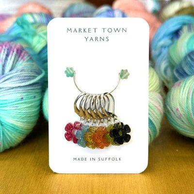 Market Town Yarns - Flowers - Set of 6 Stitch Markers | Yarn Worx