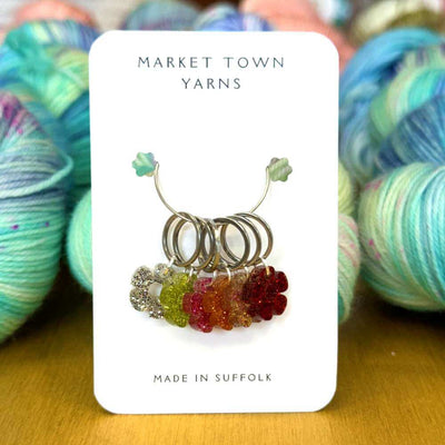 Market Town Yarns - Flowers - Set of 6 Stitch Markers | Yarn Worx