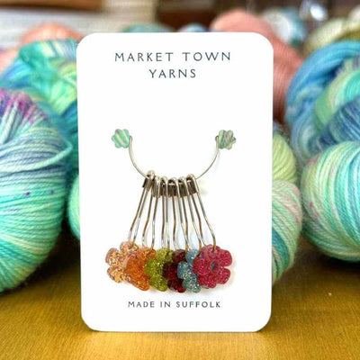 Market Town Yarns - Flowers - Set of 6 Stitch Markers | Yarn Worx