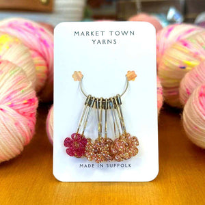 Market Town Yarns - Set of 8 Raglan Stitch Markers - Flowers | Yarn Worx