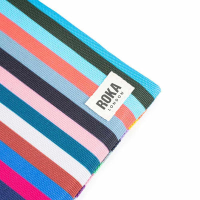 ROKA London Chelsea Sling Pocket Recycled Canvas Bag - Multi Stripe | Yarn Worx