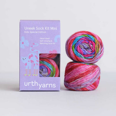 Urth Yarns - Uneek Sock Kit Mini - Childrens Socks - 2 x 30g shown in colourway 54 | Yarn Worx