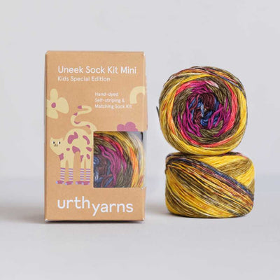 Urth Yarns - Uneek Sock Kit Mini - Childrens Socks - 2 x 30g shown in colourway 55 | Yarn Worx