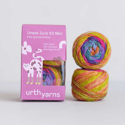 Urth Yarns - Uneek Sock Kit Mini - Childrens Socks - 2 x 30g shown in colourway 68 | Yarn Worx