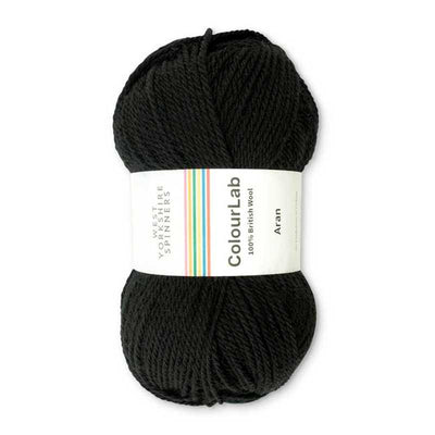 West Yorkshire Spinners - ColourLab Aran Yarn - 100g shown in colourway Jet Black 1172 | Yarn Worx