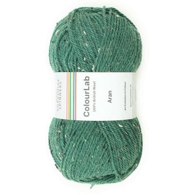 West Yorkshire Spinners - ColourLab Aran Yarn - 100g shown in colourway Racing Green Tweed 1182 | Yarn Worx