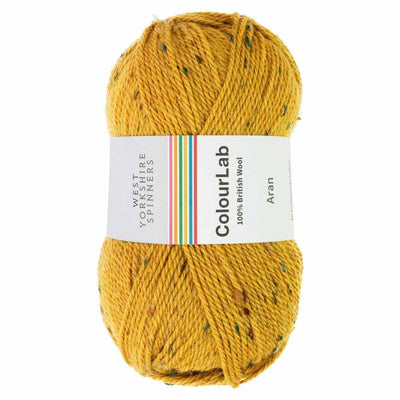 West Yorkshire Spinners - ColourLab Aran Yarn - 100g shown in colourway Golden Mustard Tweed 1216 | Yarn Worx