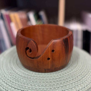 Dark Wood Hand Made Yarn Bowl | Yarn Worx