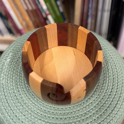 Stripey Wood Hand Made Yarn Bowl | Yarn Worx