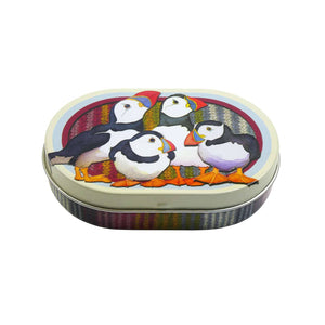 Emma Ball - Puffins Mini Hinged Oval Tin | Yarn Worx